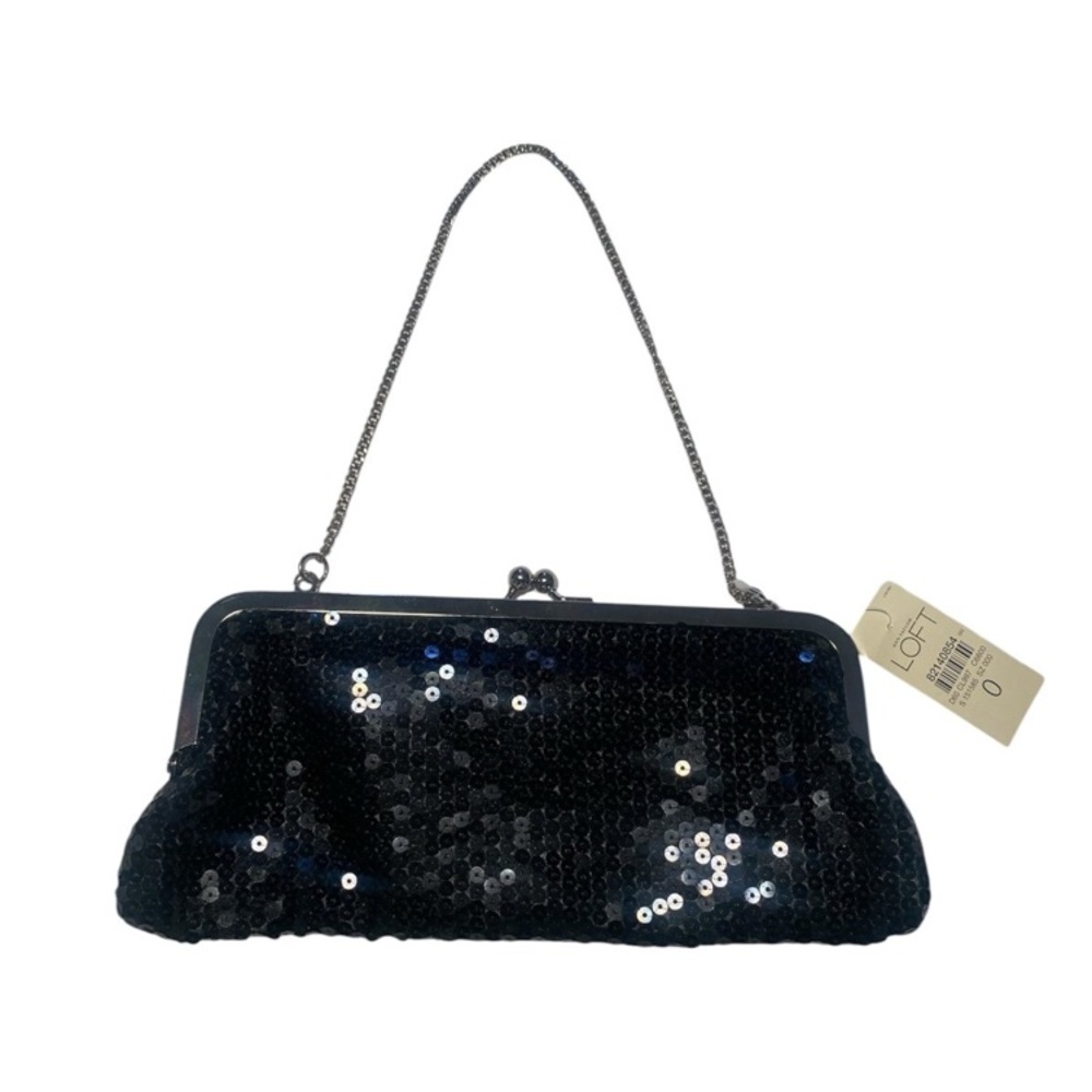 Ann Taylor LOFT Black Sequin
Clutch Bag Purse Evening Cocktail 10.5"X4.5" NWT